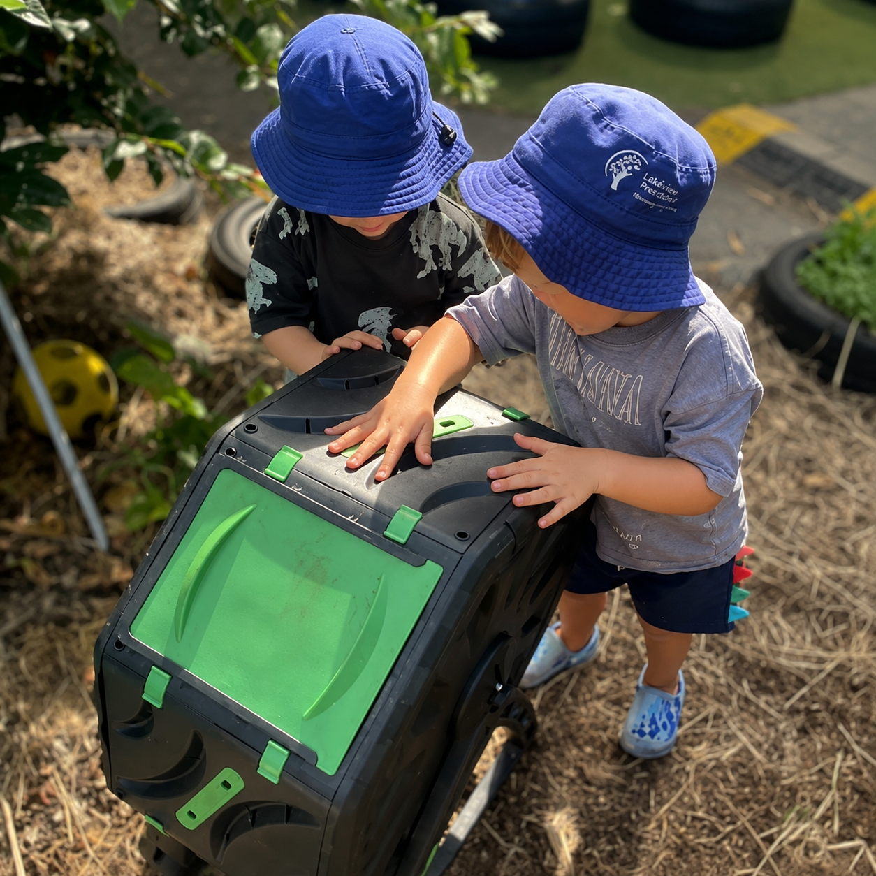 A child gardening at Lakeview Preschool
